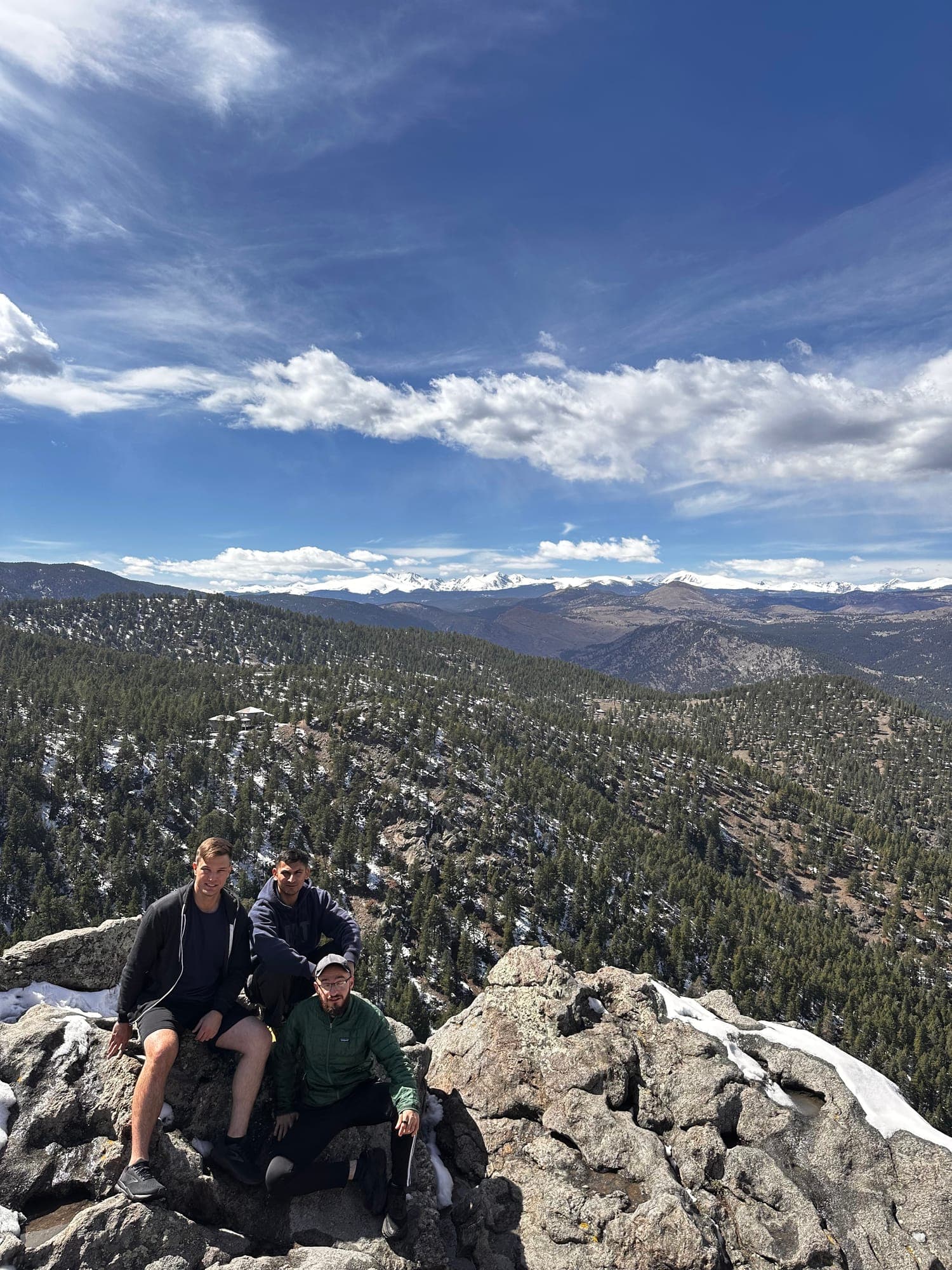 Resting on a summit with the Front Range behind